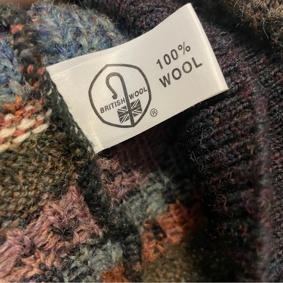 Vintage Cottagecore 100% Wool Sheep Lambs Sweater Countryside Mountains Nature - Picture 8 of 9